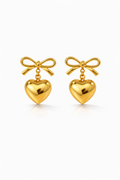 Bow Heart Dangle Earrings