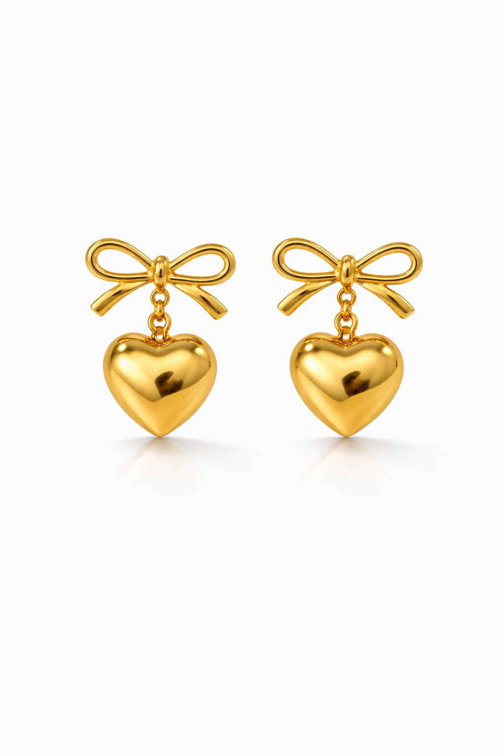 Bow Heart Dangle Earrings