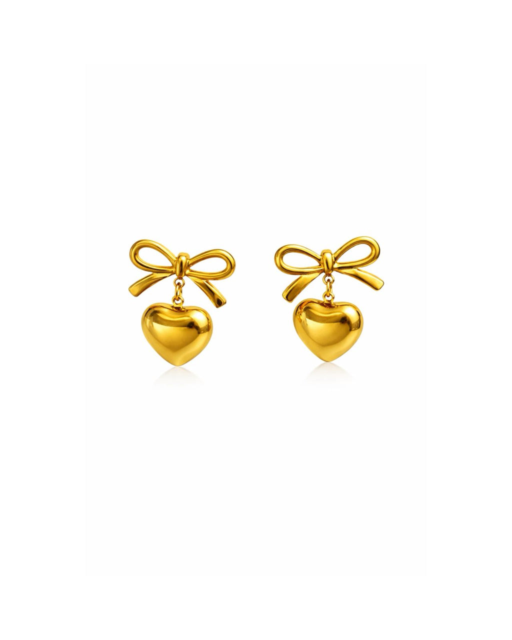 Bow Heart Dangle Earrings
