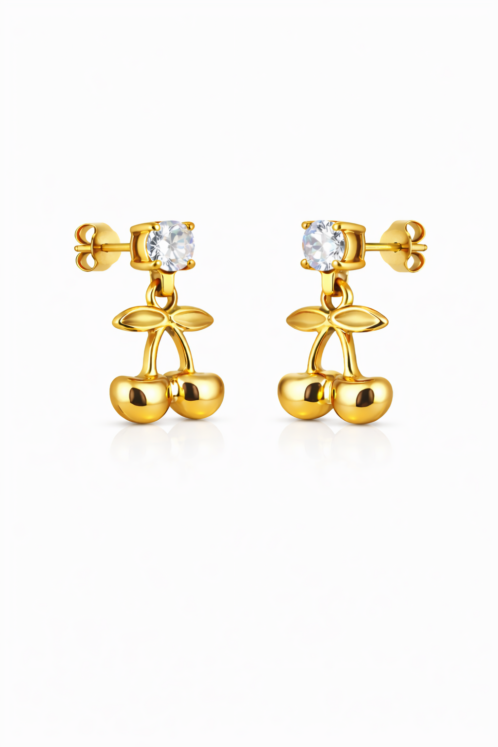 Cubic Zirconia Cherry Drop Earrings