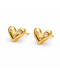 Gold Heart Stud Earrings