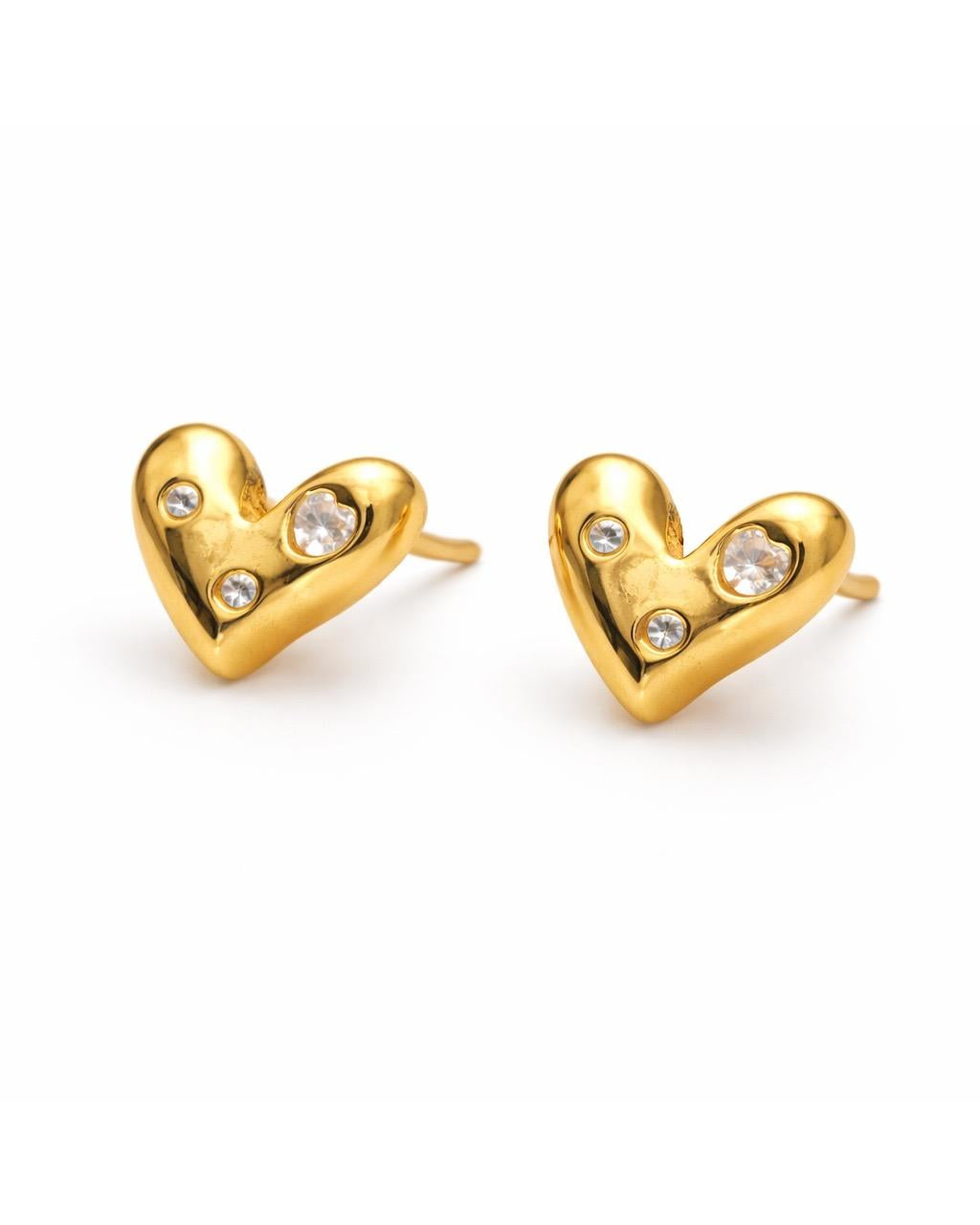 Gold Heart Stud Earrings