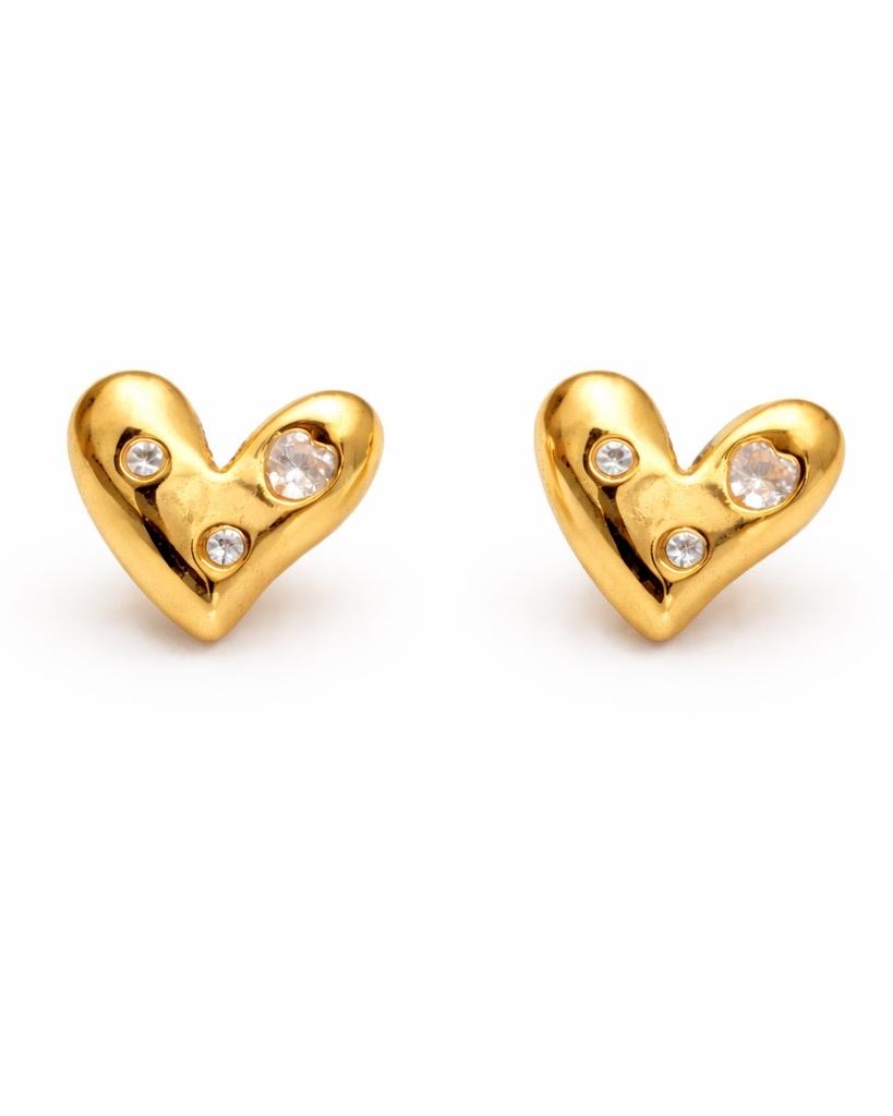Gold Heart Stud Earrings