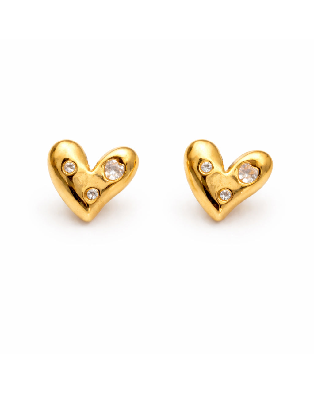 Gold Heart Stud Earrings