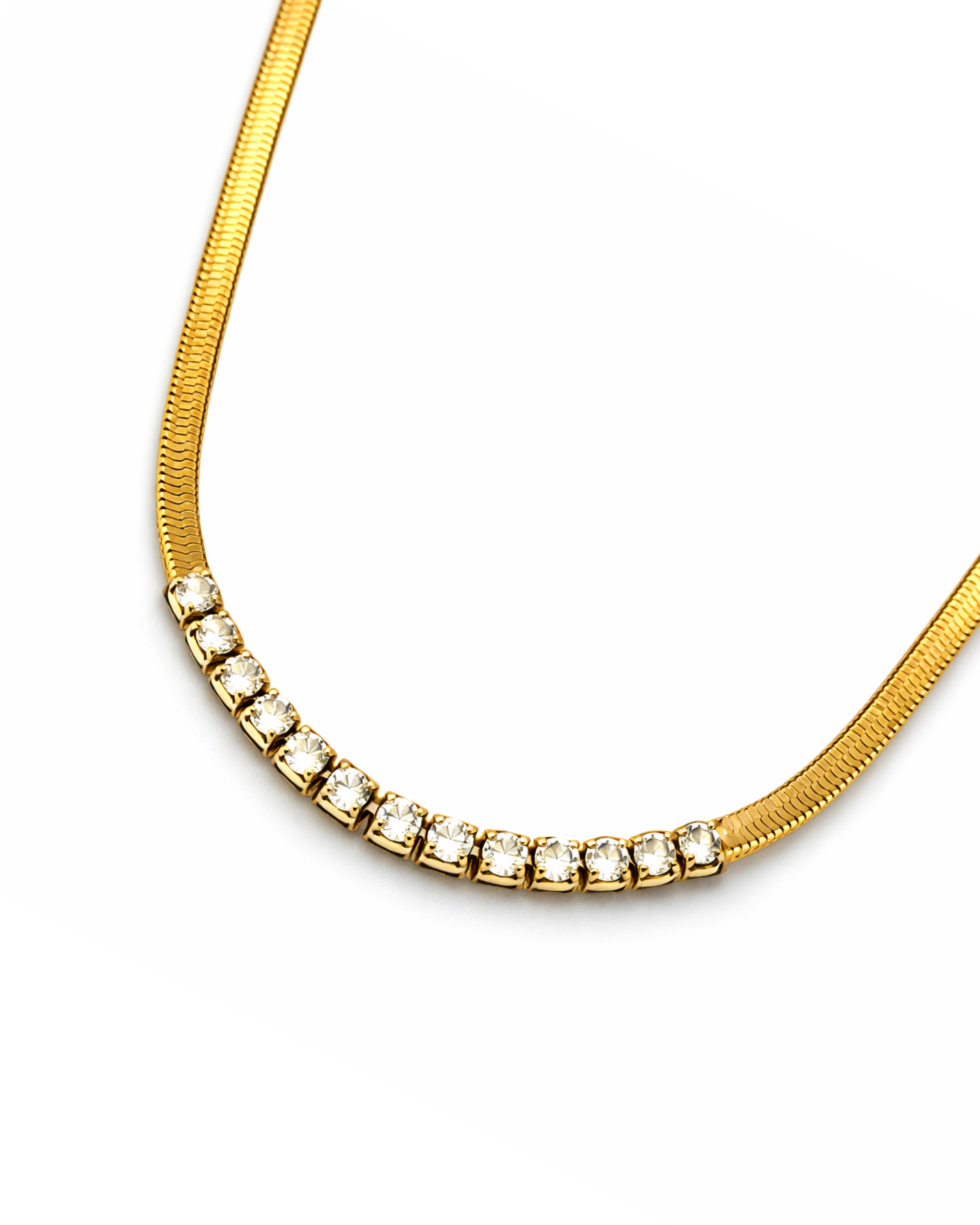 Gold Herringbone Chain Necklace