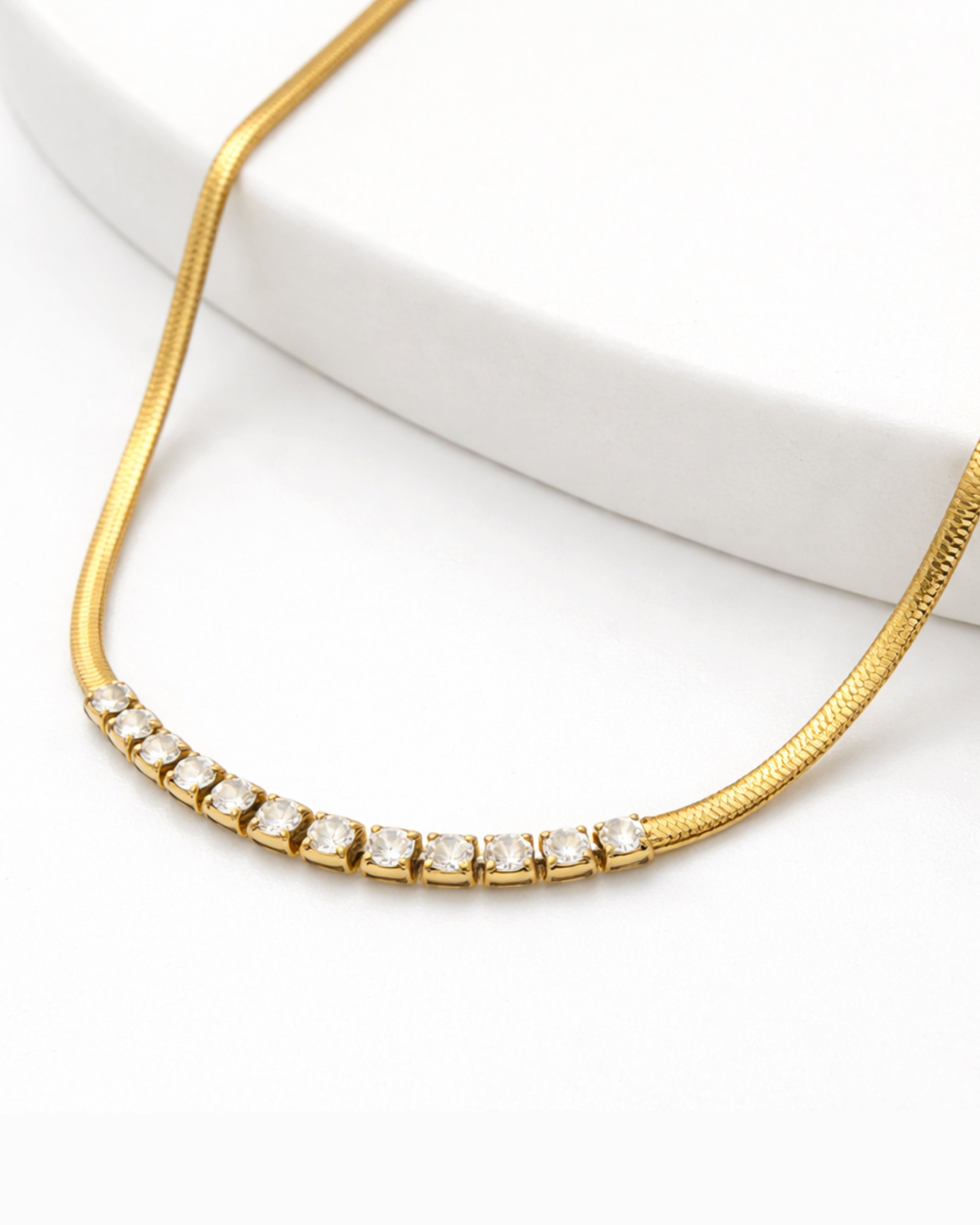 Gold Herringbone Chain Necklace
