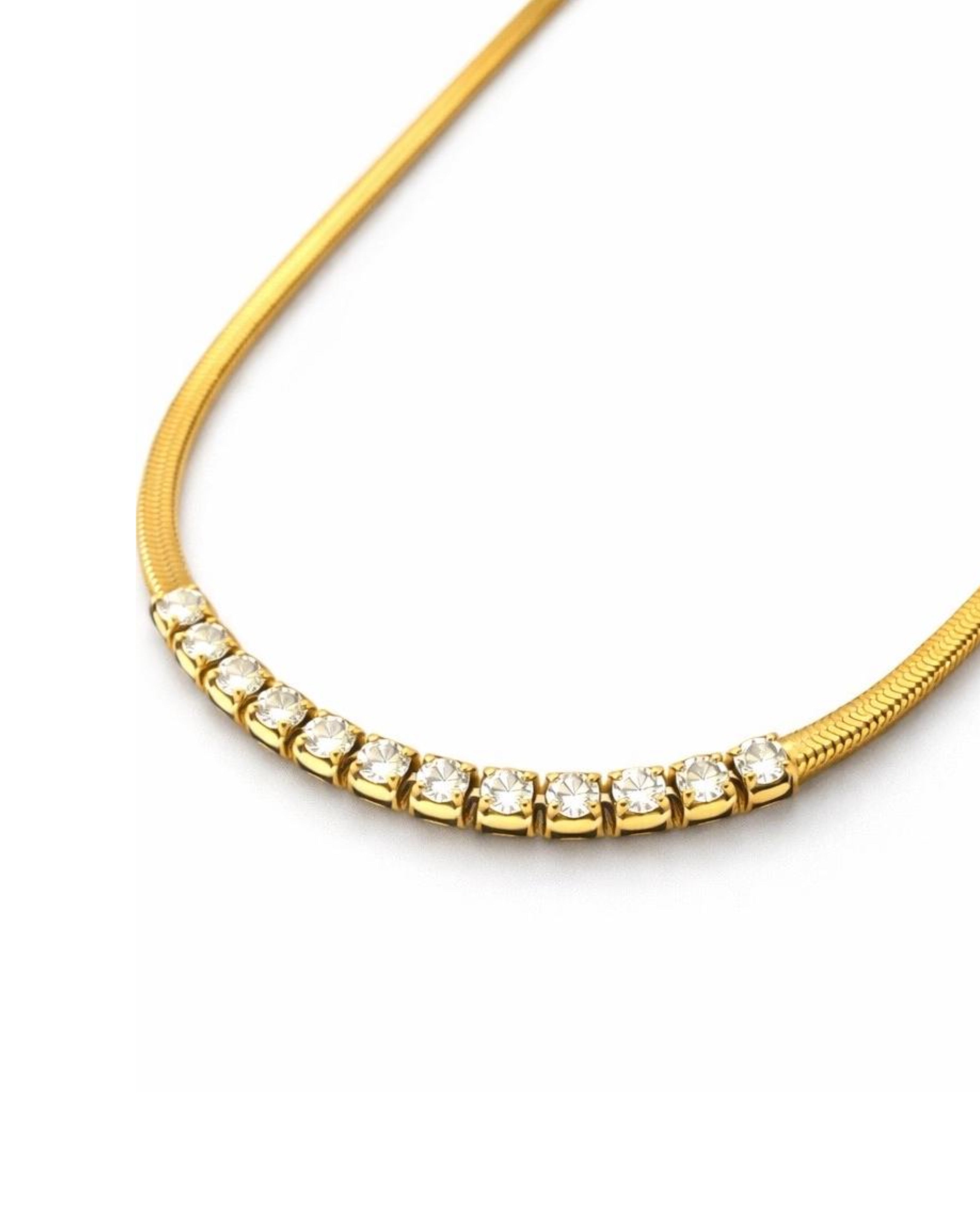 Gold Herringbone Chain Necklace