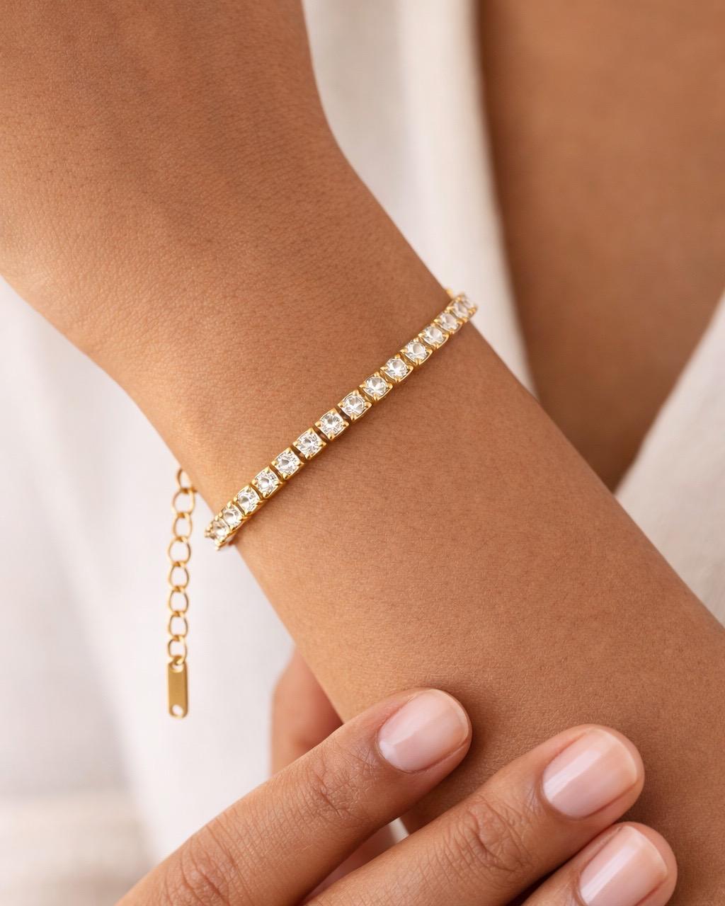Gold Zircon Tennis Bracelet