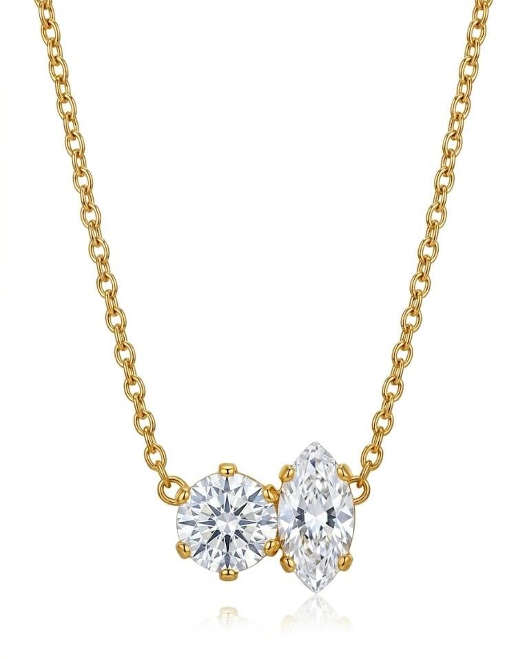 Marquise Dual Stone Necklace
