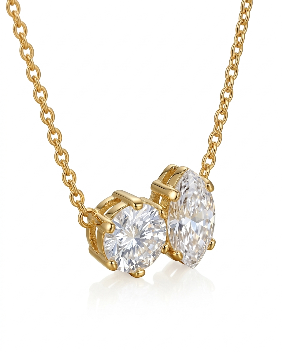 Marquise Dual Stone Necklace