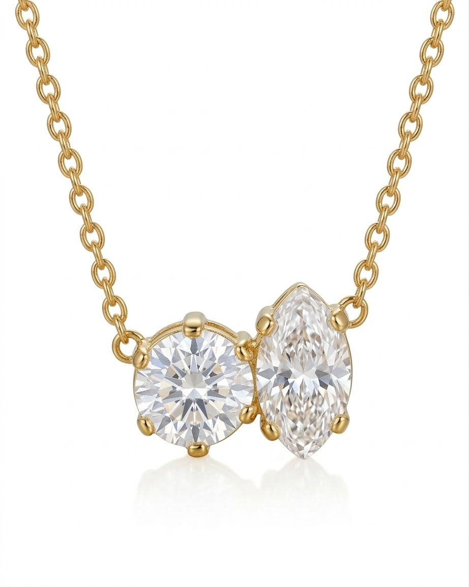 Marquise Dual Stone Necklace