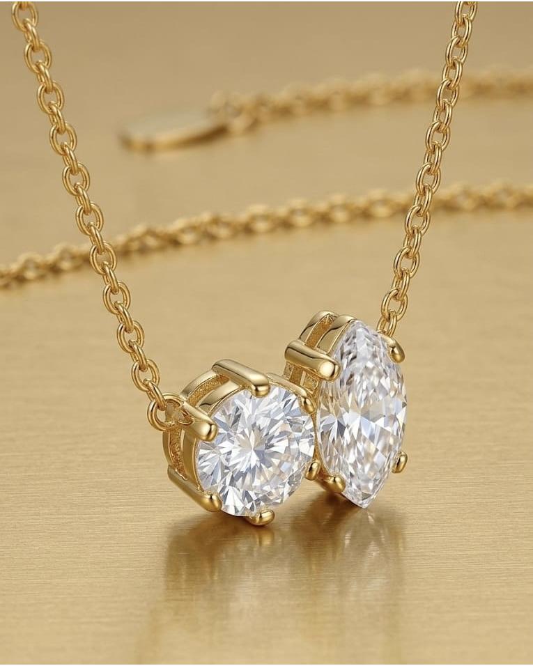 Marquise Dual Stone Necklace