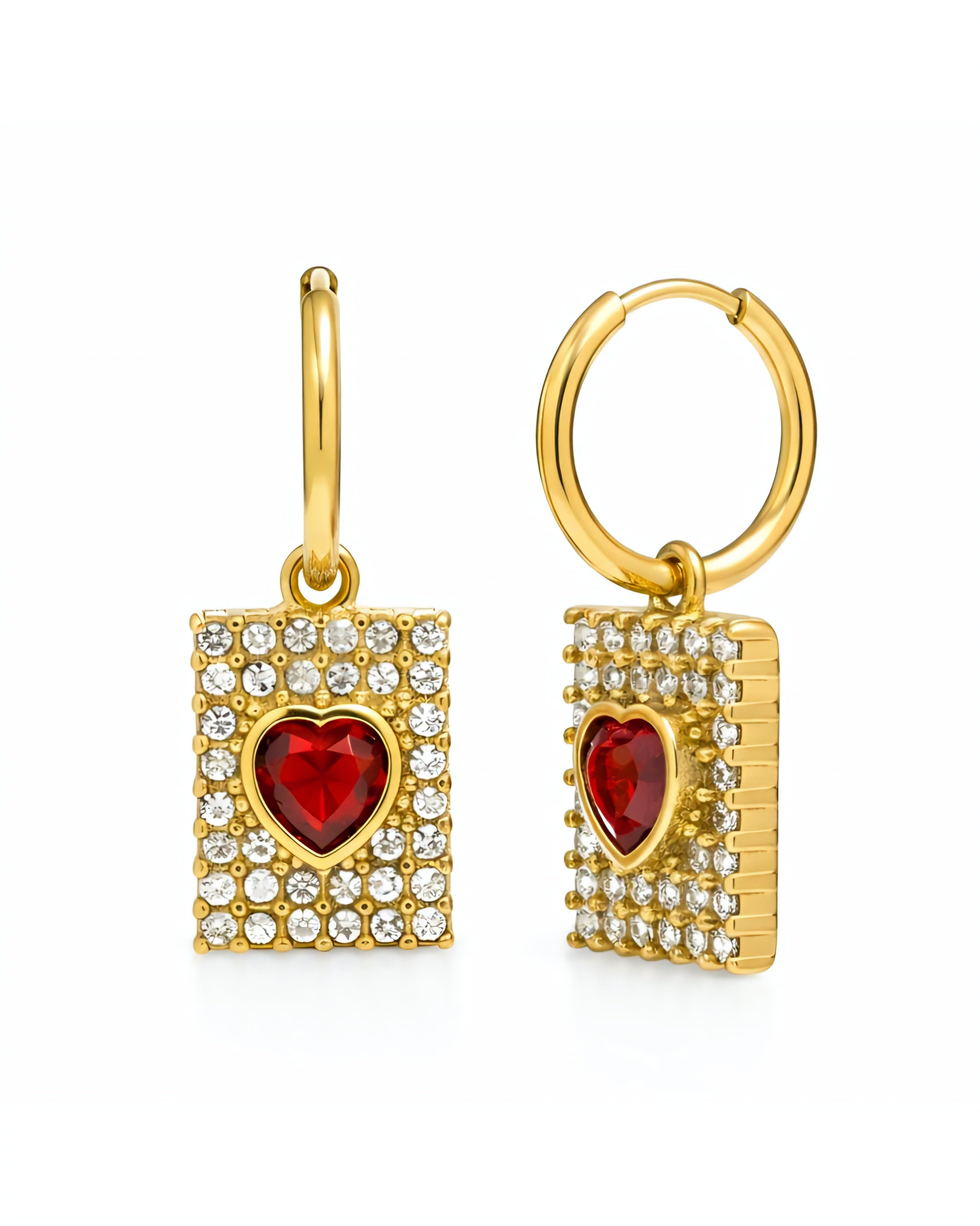 Ruby Heart Diamond Earrings