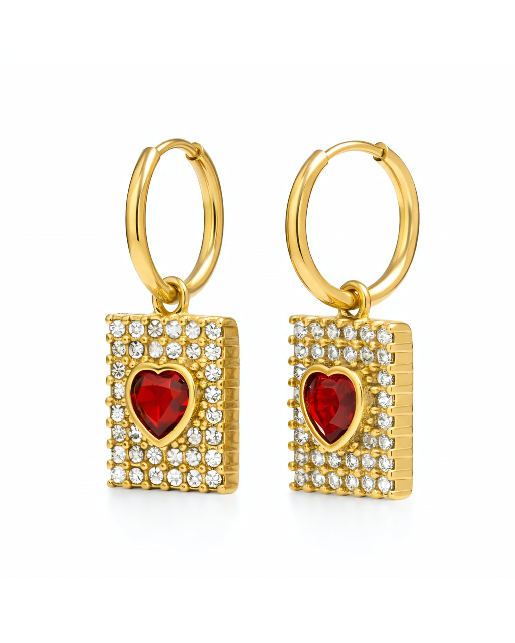 Ruby Heart Diamond Earrings