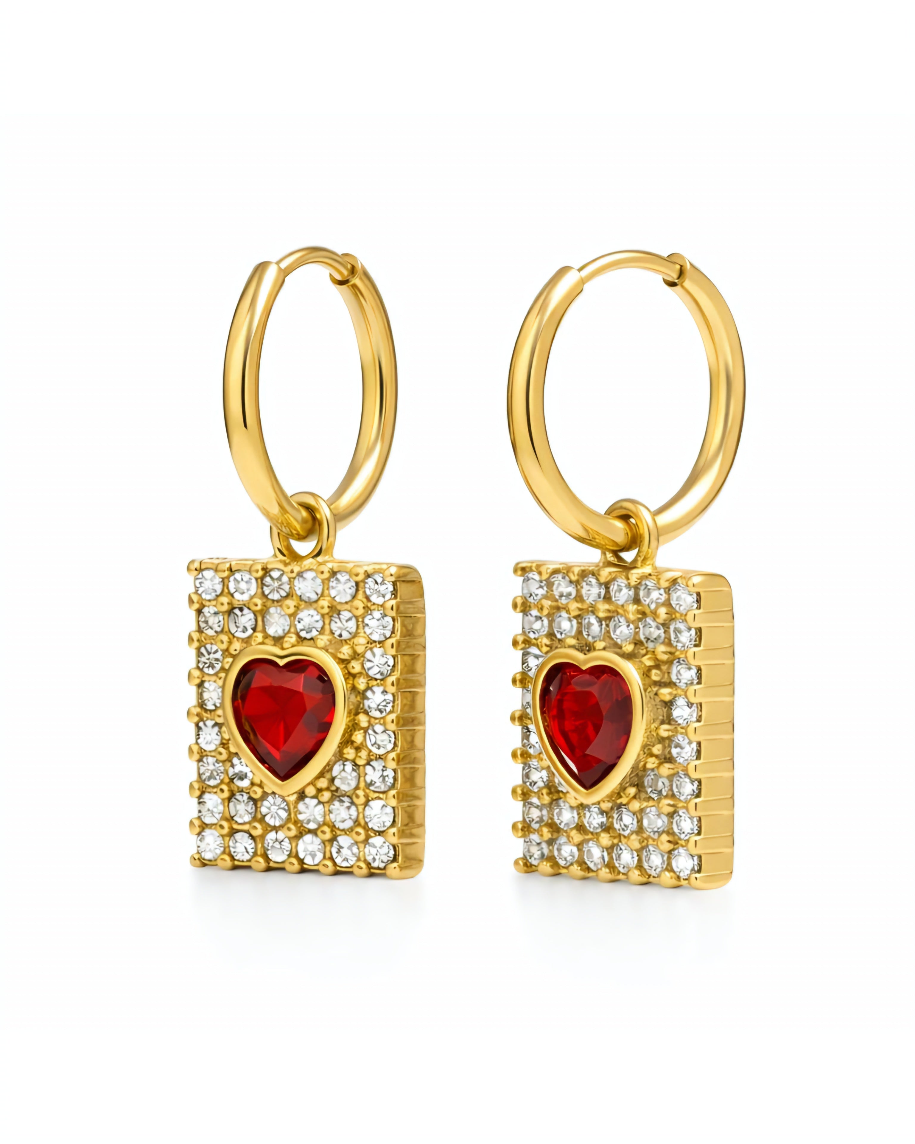 Ruby Heart Diamond Earrings