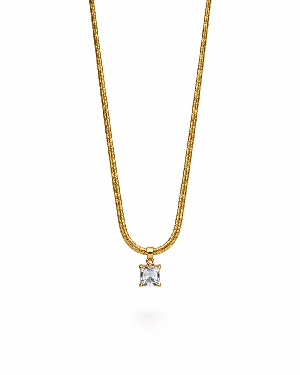 Zircon Pendant Snake Chain Necklace