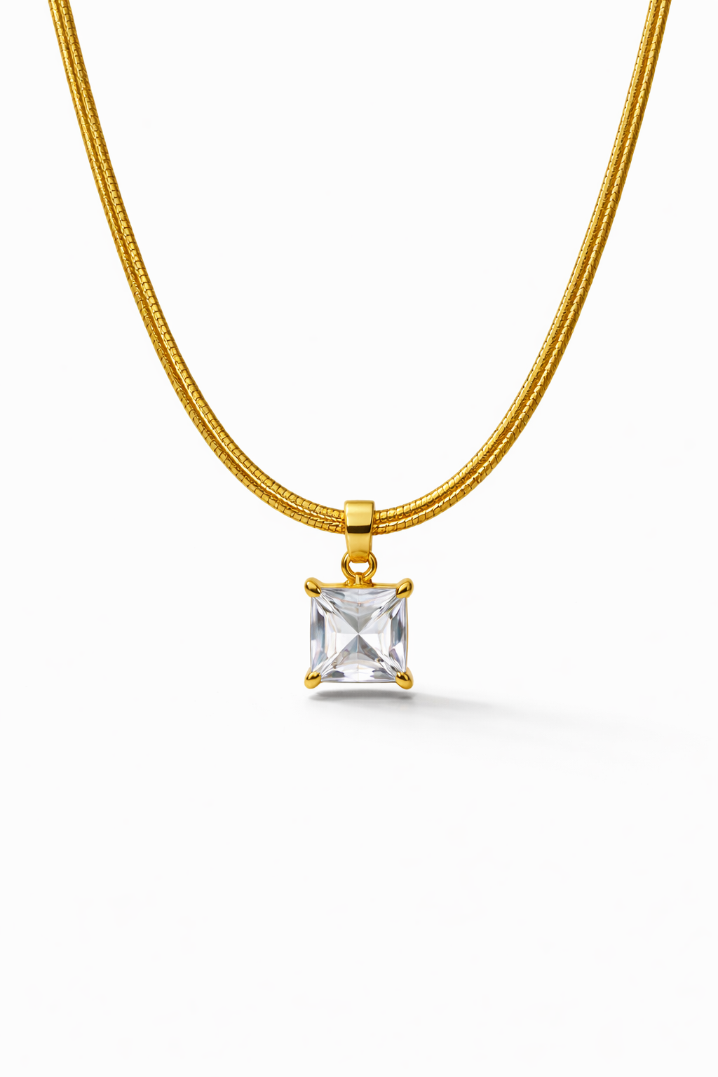 Zircon Pendant Snake Chain Necklace